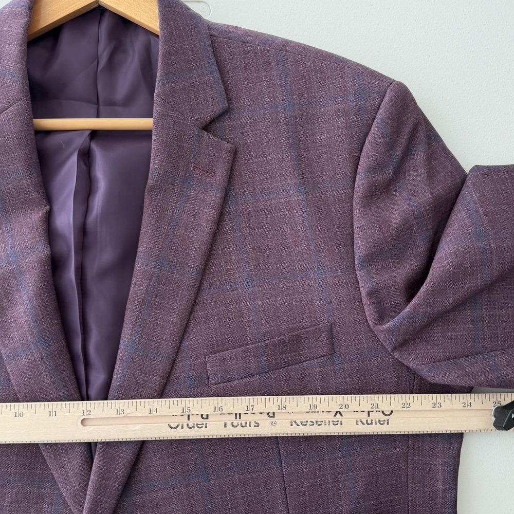 Jos A Bank Blazer Mens 46R Purple Plaid Wool Blend Sport Coat Dinner Jacket - Picture 10 of 13